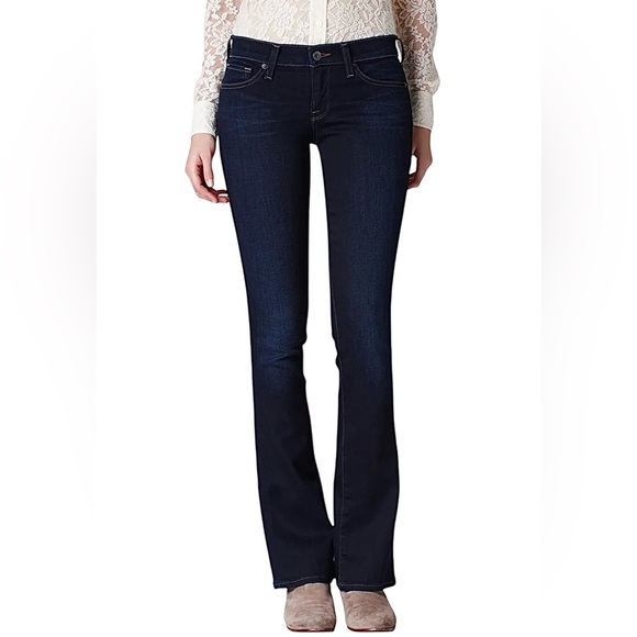 Lucky Brand Charlie Baby Boot Low/Mid Rise Dark Wash Denim Jeans 6/28 Short - Picture 1 of 12